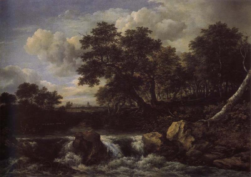 Jacob van Ruisdael Waterfall near oan Oak wood Norge oil painting art